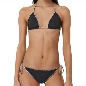 Burberry Check Trim Triangle Two-Piece Bikini